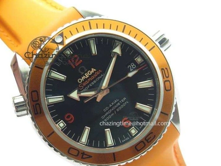 0516 Breathable Planet Ocean SS Bp Maker 45mm Orange Bezel On Orange Rubber Strap A 8221
